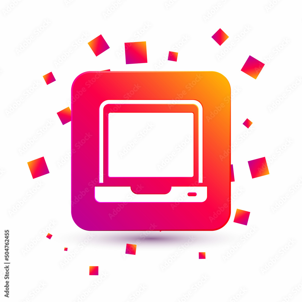 Poster white laptop icon isolated on white background. computer notebook with empty screen sign. square col