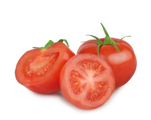 Tomato and slices isolated on a white background