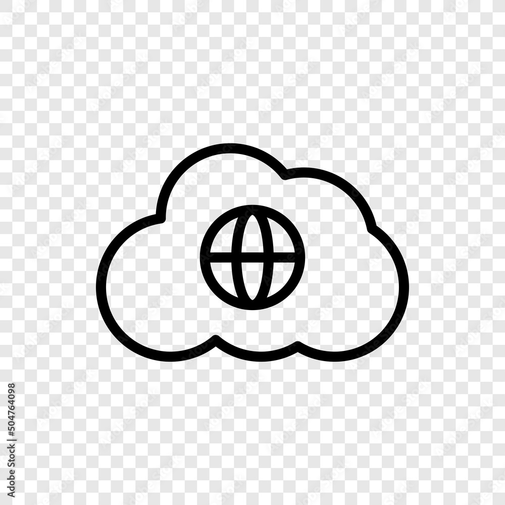 Poster globe, cloud simple icon vector. flat design. transparent grid.ai