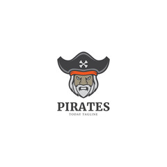 pirates head cool logo design vector graphic icon symbol illustration
