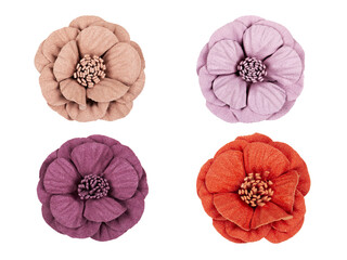 Set of fabric flowers