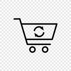 Shopping cart, refresh, loading simple icon vector. Flat design. Transparent grid.ai