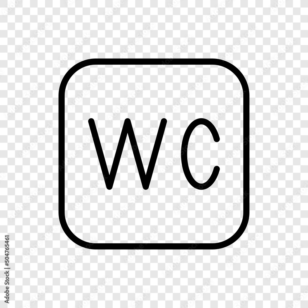 Poster wc, restroom simple icon vector. flat design. transparent grid.ai