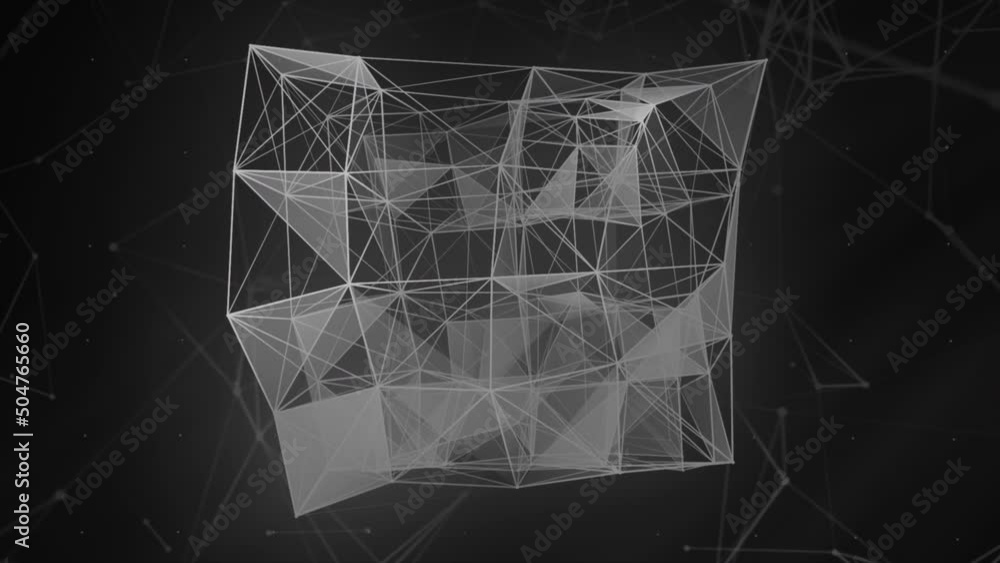 Poster gray and orange background. motion. bright thin lines make up geometric figures in abstraction and m
