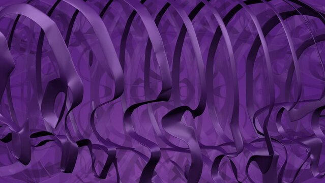 Concept - the artificial intelligence background. The artificial skull designed by purple tapes on the purple background. Loopable. 3D rendering.