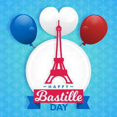 Bastille Day 14 July holiday Eiffel Tower National Day of France flag greeting poster graphic image