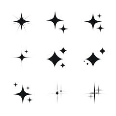 Sparkling stars shape vector symbols isolated flat style. vector illustration on white background.
