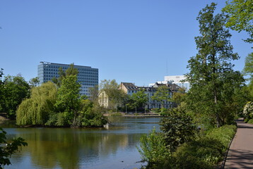 Fototapeta na wymiar Panorama in der Downtown von Düsseldorf, Nordrhein - Westfalen