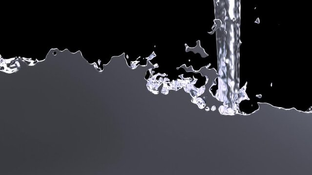 Silver Liquid like mercury filling all the screen in Slow Motion on Black
