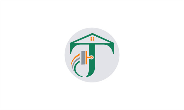 TJ Paint Letter Vector Template. J and T letter logo Monogram