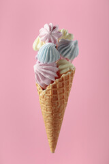 Meringue in a waffle cone.