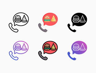 Order food calling service icon set with different styles. Editable stroke and pixel perfect. Can be used for digital product, presentation, print design and more.