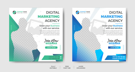 Digital marketing Social media post template. Corporate Business Social media post. Instagram feed post, social media poster. corporate business marketing banner ads for social media post