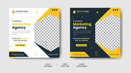 Digital marketing Social media post template. Corporate Business Social media post. Instagram feed post, social media poster. corporate business marketing banner ads for social media post