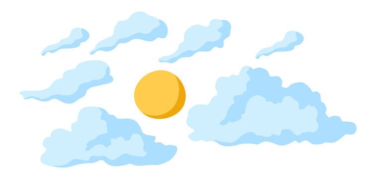 Stylized image of clouds and sun. Natural illustration. Abstract style.