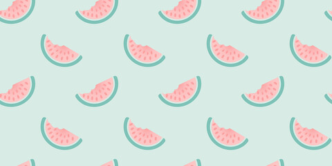 Seamless colorful summer pattern with watermelon piece