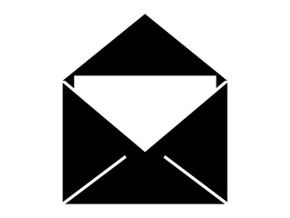 メールアイコン　開封　イラスト　シルエット　白黒
