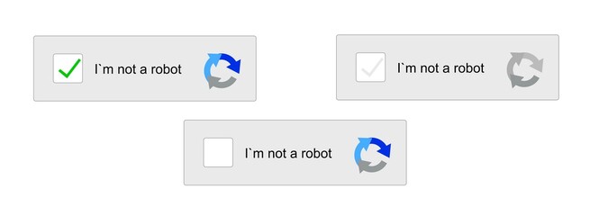 Capta, I'm not a robot. Internet test. vector illustration.