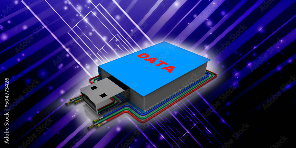 Poster 3d rendering data pen driver