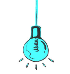 Creative solution light bulb hand draw doodle illustration icon