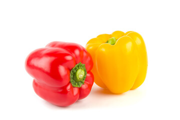 Set of sweet peppers, paprika isolated on white .