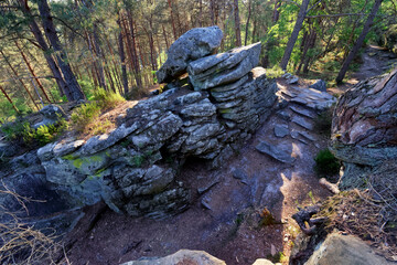 Rocky chaos in the Gorges of Franchard. Fontainebleau forest