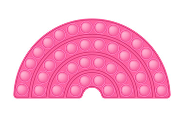 Pop it fuchsia pink rainbow for a Valentines day as a fashionable silicon fidget toy. Addictive anti-stress cute toy in pastel colors. Bubble popit for kids. Vector illustration isolated on a white
