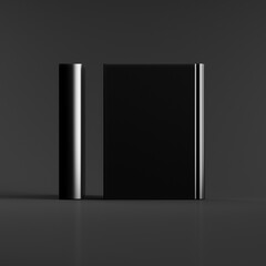 two sides of a book in a white cover isolated on a black background. Book cover. Layout or template for creativity. 3d render