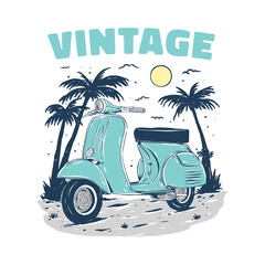 scooter vintage illustration for t shirt or print