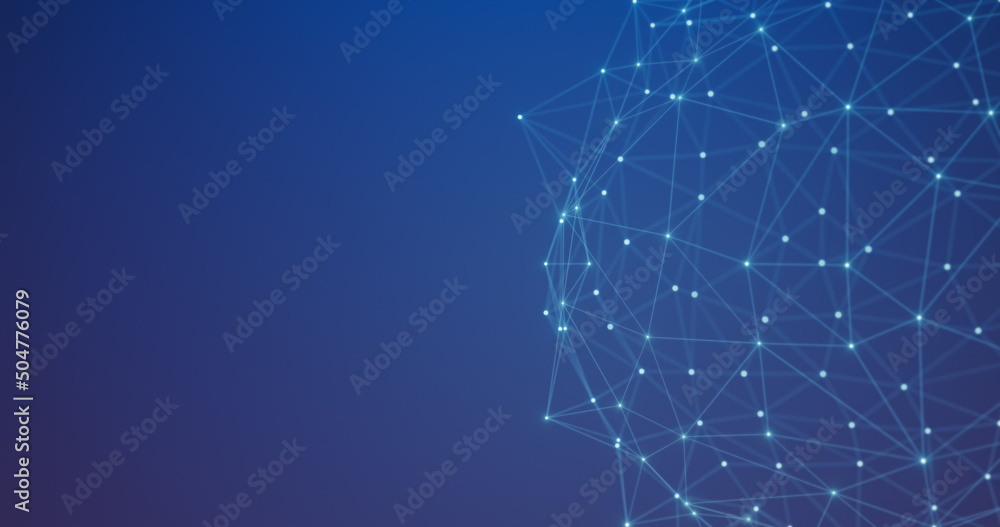 Poster abstract futuristic connecting dots and lines on blue background. digital technology concept. big da