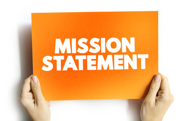 Mission Statement text quote on card, concept background
