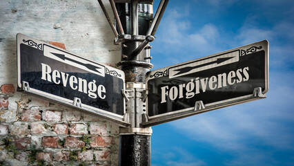 Obraz premium Street Sign to Forgiveness versus Revenge