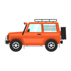 Fototapeta na wymiar SUV icon. Off-road expedition vehicle. Color silhouette. Side view. Vector simple flat graphic illustration. Isolated object on a white background. Isolate.