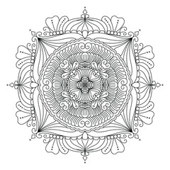 Hand draw flower for tattoo, decoration, packaging, card. Coloring book page. Doodle floral on white background.