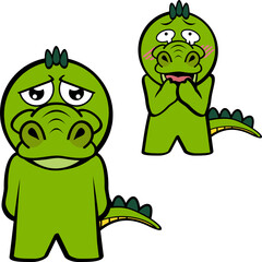 Obraz premium funny crocodile cartoon kawaii expressions pack in vector format