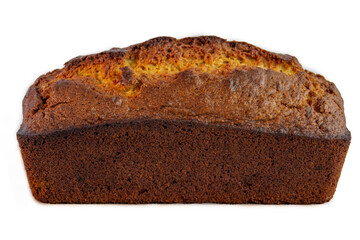 Home Baked Whole Wheat Banana Bread Loaf Isolated on White
