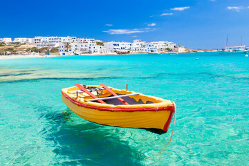 At the fishing port of Koufonisi island, a beautiful little island in Cyclades complex, Aegean Sea,...