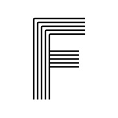 Linear letter F modern icon. Alphabet line and F herb intertwining design. Logo, corporate identity, app, Creative banner and more. Creative geometric line.
