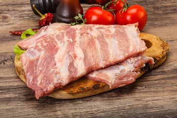 Raw pork ribs for cooking