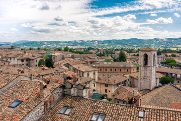 Fototapeta na wymiar Panorama of Gubbio, medieval town in Umbria Italy