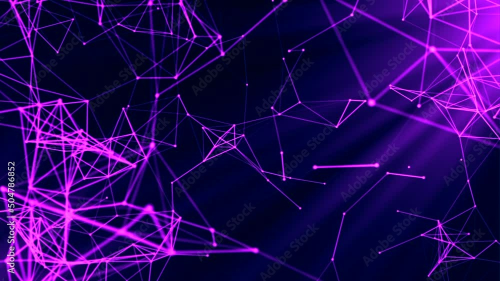 Poster geometric lines in connections with points. motion. polygonal plexus of lines on computer background