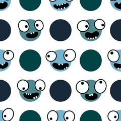 Kids seamless aliens monsters pattern for textiles and packaging and gifts and cards and linens and wrapping paper