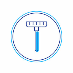 Filled outline Garden rake icon isolated on white background. Tool for horticulture, agriculture, farming. Ground cultivator. Housekeeping equipment. Vector