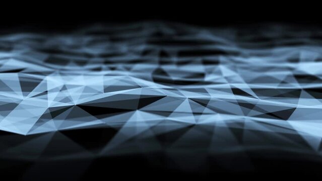 Abstract loop triangle pattern waves motion on black background. Slow motion. 