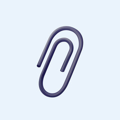 Paper clip. 3d vector icon. Cartoon minimal style. Black isolated icon of paper clip on white background. Silhouette.