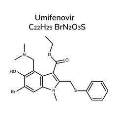 Umifenovir on a white background