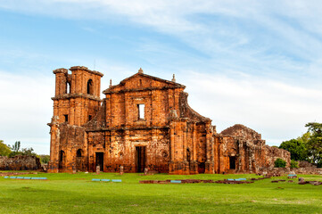 Jesuit Ruins in São Miguel das Missões, Rio Grande do Sul, Brazil - obrazy, fototapety, plakaty