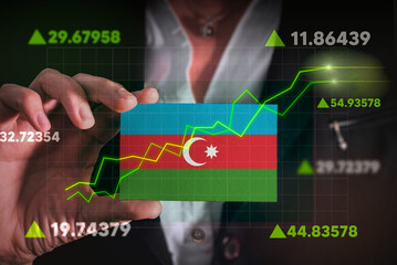 Graph growing up in Front Of Azerbaijan Flag. business state growing up concept.