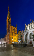 Fototapeta na wymiar Gdansk, Poland, medieval town hall in the historical city center