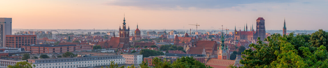 Fototapeta na wymiar Gdansk, Poland, morning panorama of historical old city